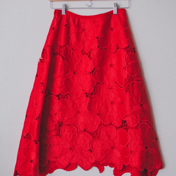 Cynthia Rowley Poppy Red Floral Skirt - Picture 2 of 7